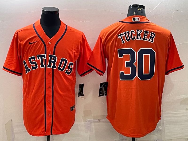 Men Houston Astros 30 Tucker Oragne Game Nike 2022 MLB Jersey1